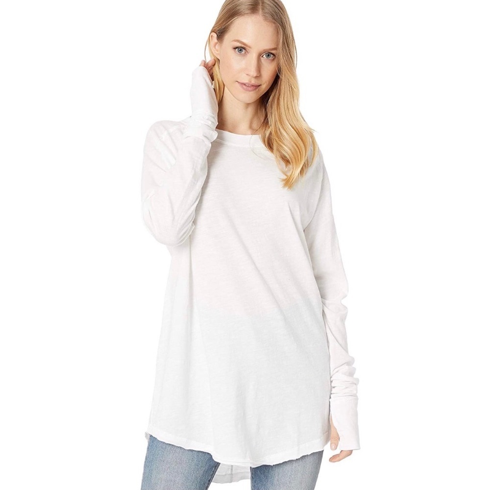 Free People We The Free Arden Tee Long Sleeve in Optic White New with Tags Small - Picture 10 of 14